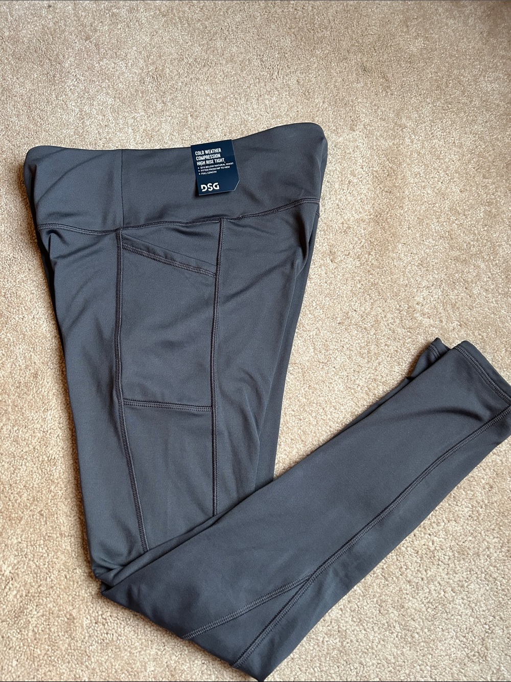 DSG Grey Cold Weather Compression Leggings w/ Side Pockets